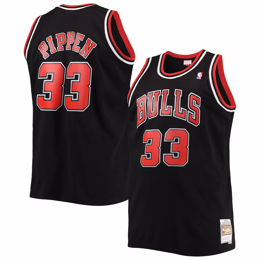 Scottie Pippen Camiseta Swingman de los Hardwood Classics Big & Tall (Grandes y de Gran Altura) de los Chicago Bulls Mitchell & Ness - Negro