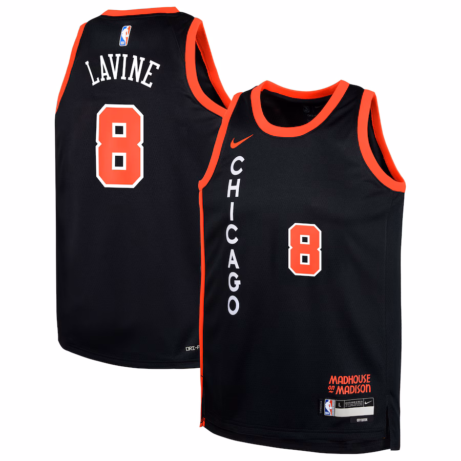 Zach LaVine Camiseta de Réplica Swingman para jóvenes de los Chicago Bulls - Edición Ciudad - Negro