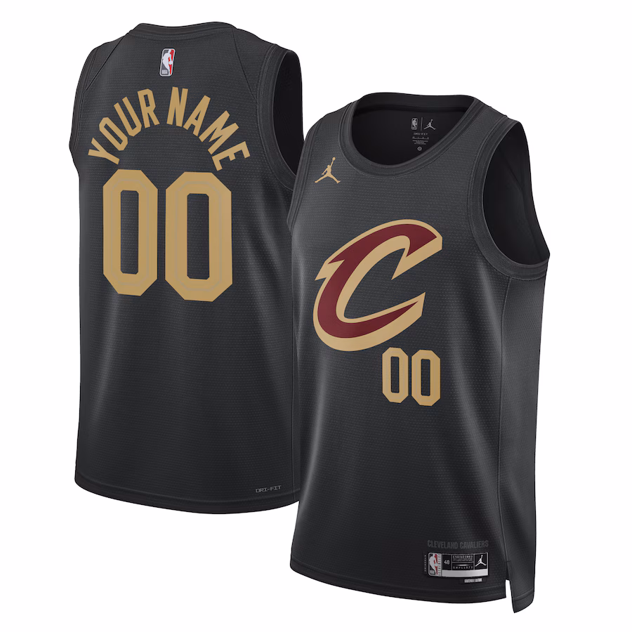 Cleveland Cavaliers Jordan Brand Unisex 2022/23 Saison Fan Personalisiertes Jersey - Statement Edition - Schwarz
