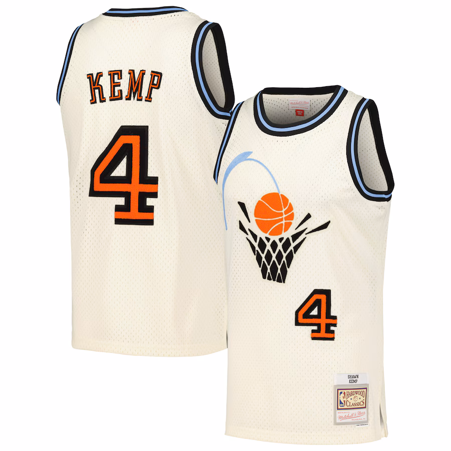 Shawn Kemp Cleveland Cavaliers Mitchell & Ness Chain Stitch Swingman-Jersey - Sahnefarben