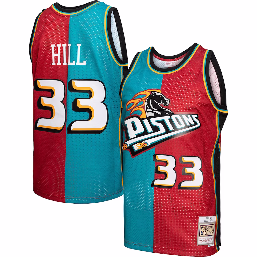 Grant Hill Pistons 1999/00 Swingman Jersey - Turquoise/Red