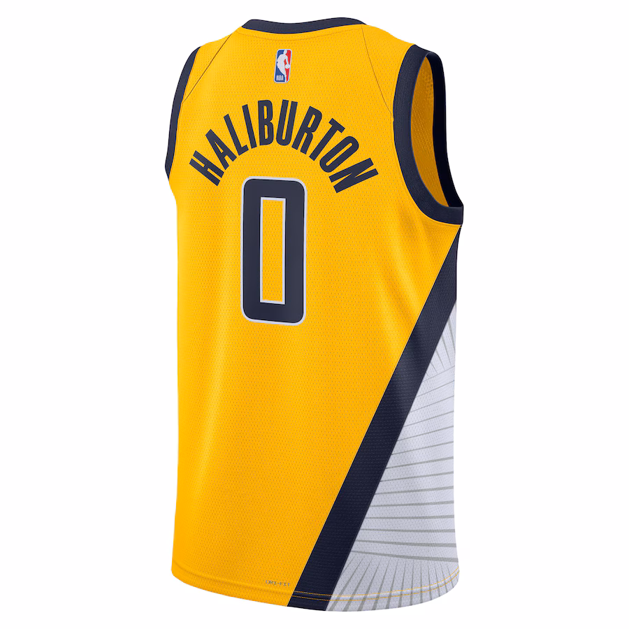 Tyrese Haliburton, Maillot Swingman unisexe de la marque Jordan des Indiana Pacers - Édition Déclaration - Or