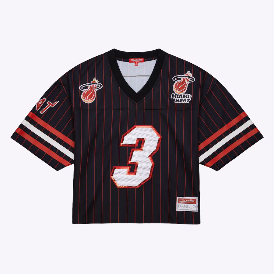 Dwyane Wade, Miami Heat Mitchell & Ness x DANNIJO Women's Short Style Fashion Soccer Jersey - Black