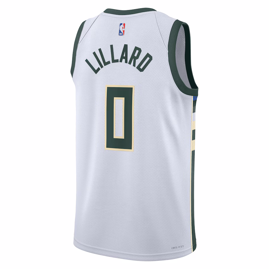 Damian Lillard, Milwaukee Bucks Unisex Fear The Deer Swingman Player Jersey - Association Edition - White
