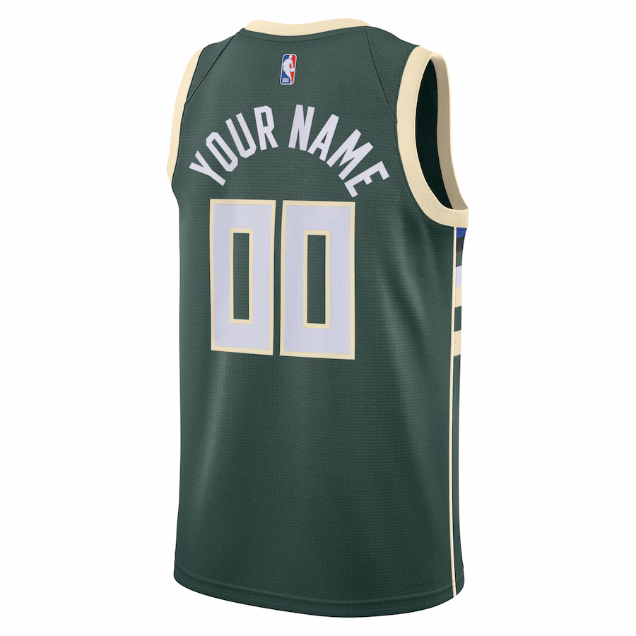 Milwaukee Bucks Unisex Swingman Custom Jersey - Icon Edition - Hunter Green