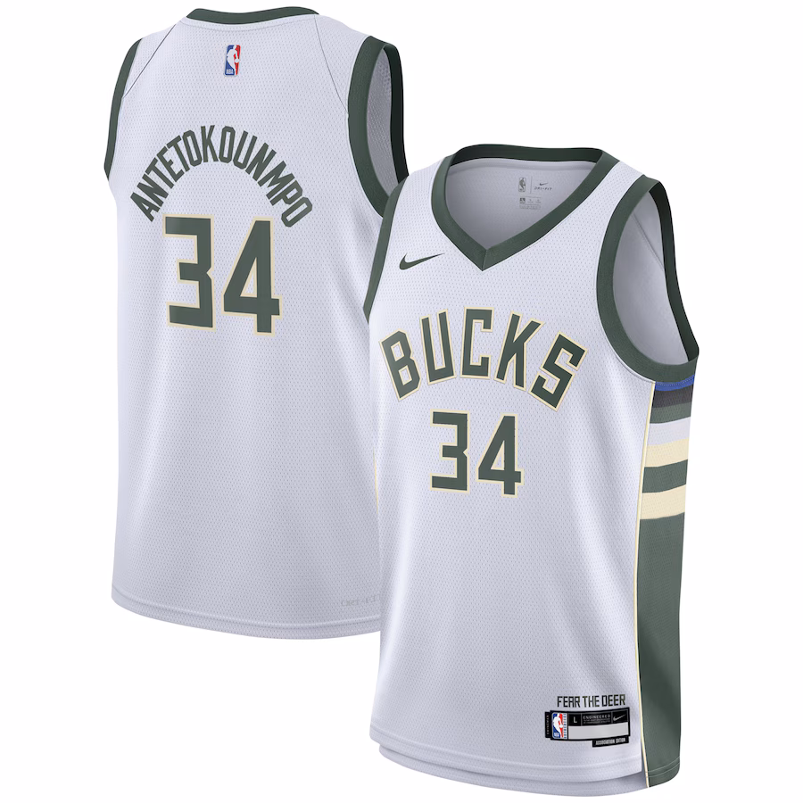 Giannis Antetokounmpo, Milwaukee Bucks Youth Swingman Jersey - Association Edition - White