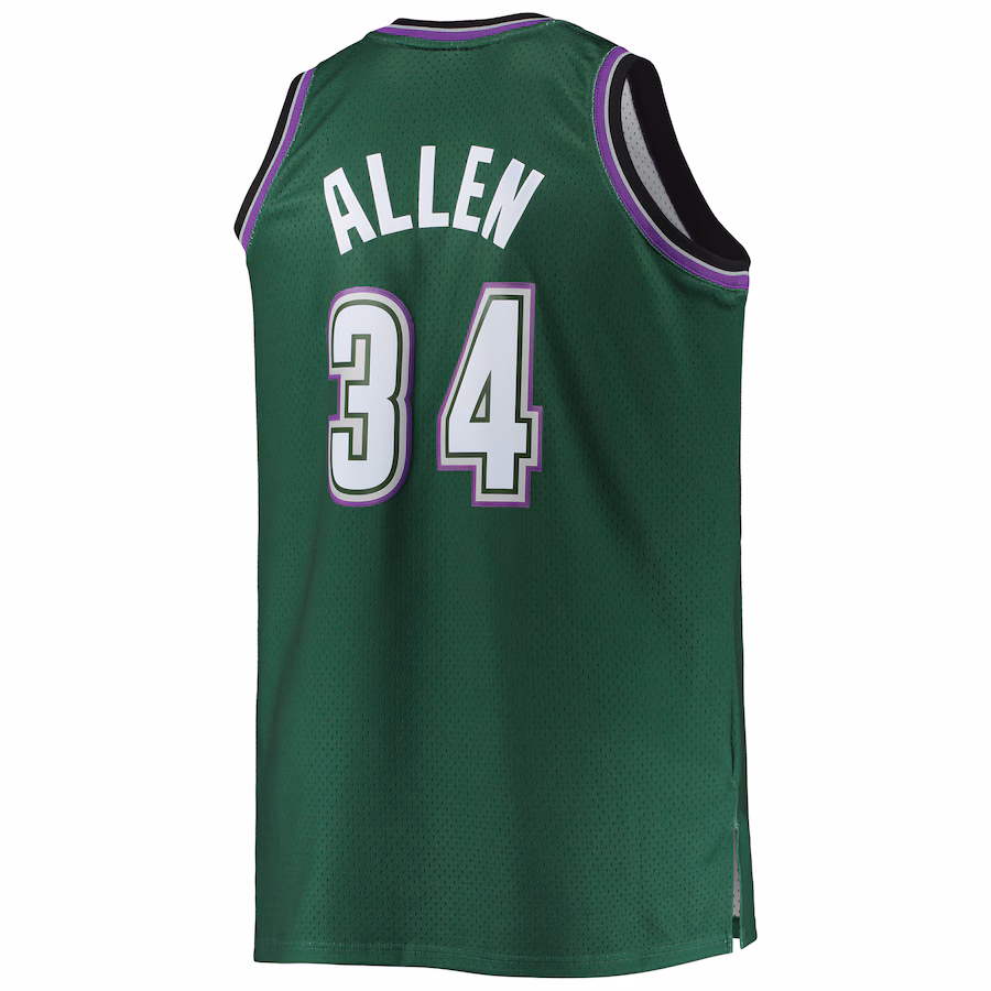 Ray Allen, Maillot Swingman des Hardwood Classics 1996/97 pour personnes de grande taille de Mitchell & Ness des Milwaukee Bucks - Vert chasseur