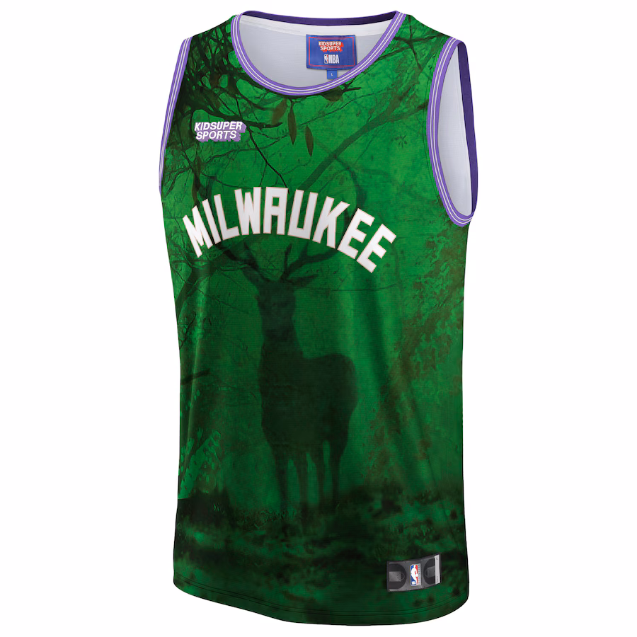 Milwaukee Bucks, NBA and KidSuper Studios Unisex Hometown Jersey - Green