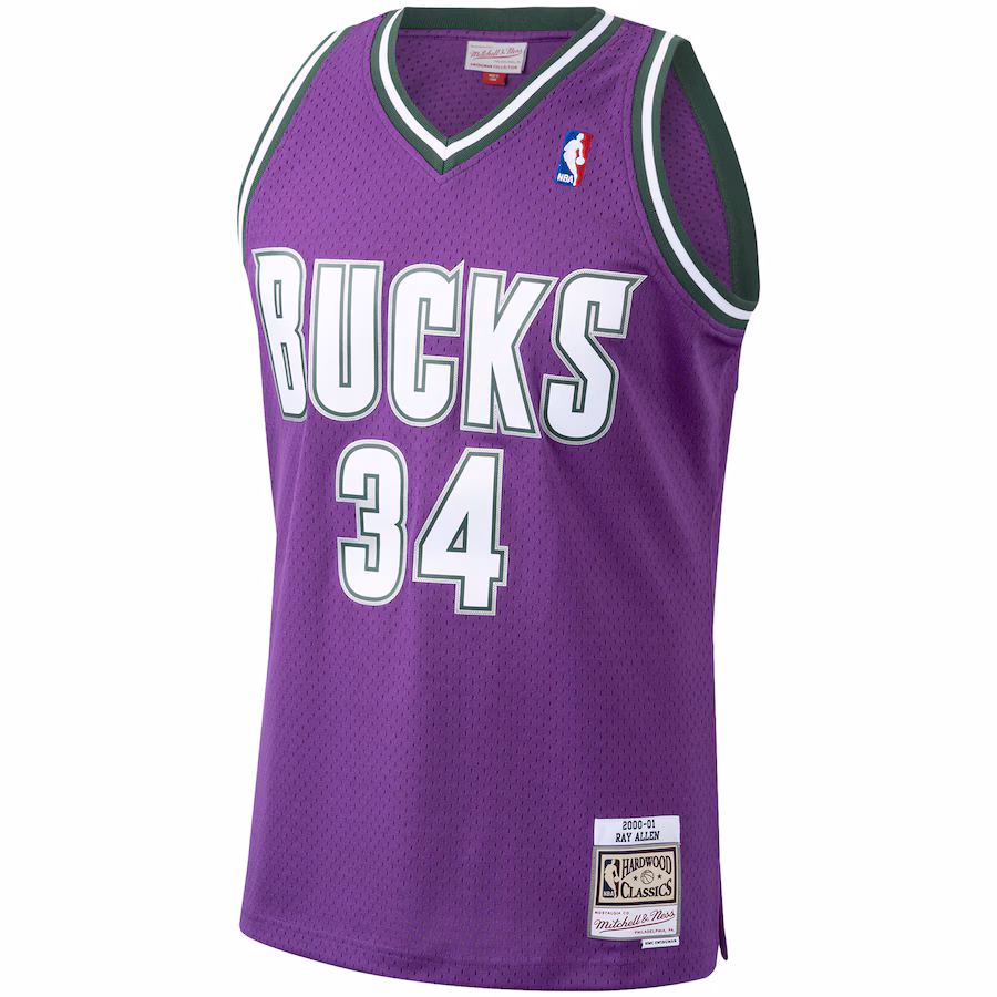 Ray Allen, Milwaukee Bucks Mitchell & Ness 2000/01 Hardwood Classics Swingman Jersey - Purple