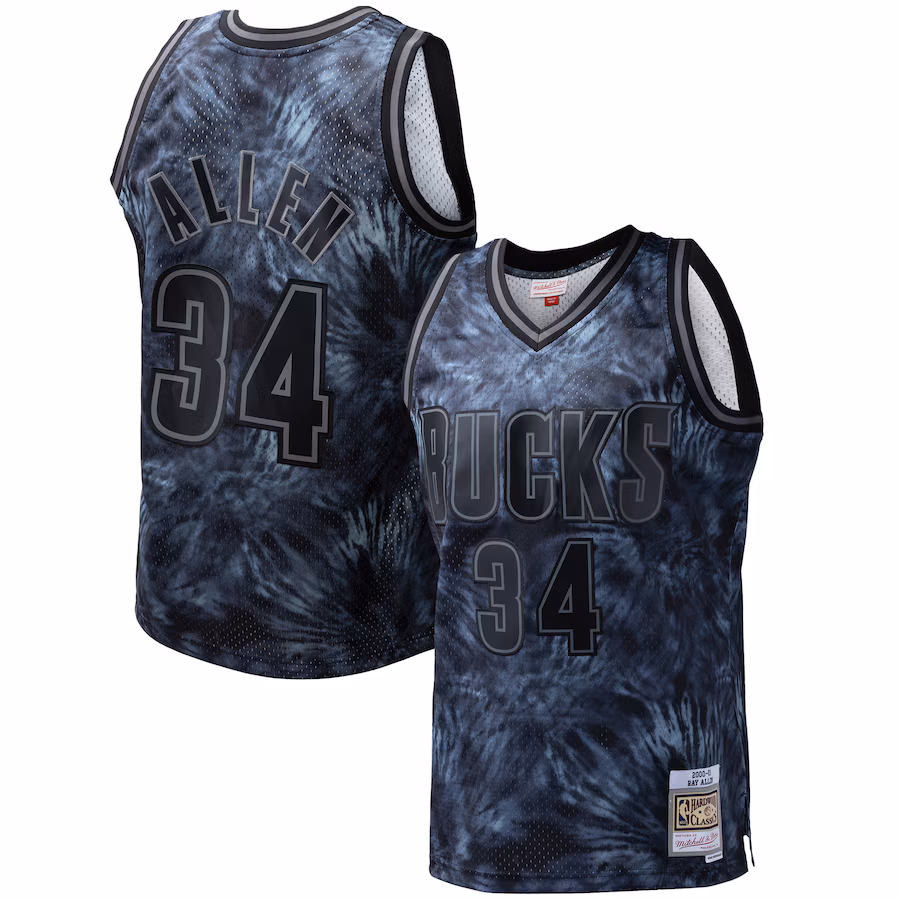 ay Allen, Milwaukee Bucks Mitchell & Ness Hardwood Classics 1996/97 Tie-Dye Swingman Jersey - Black