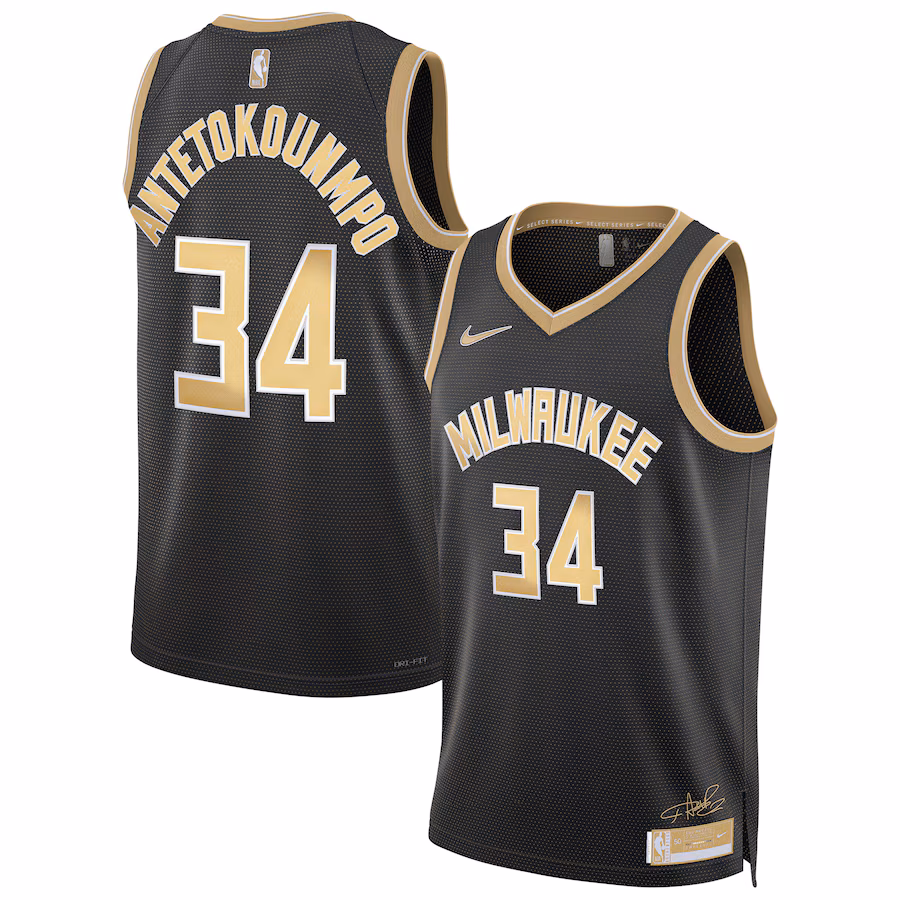 Giannis Antetokounmpo, Milwaukee Bucks Unisex Select Series Swingman Jersey - Black