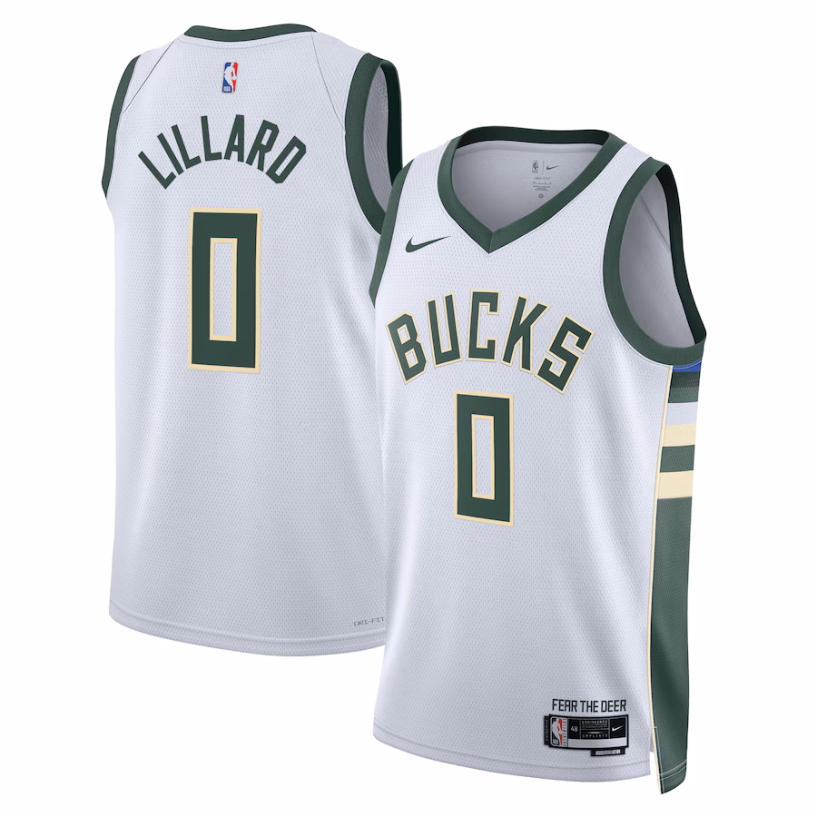 Damian Lillard Bucks Association Edition Fear The Deer Swingman Jersey