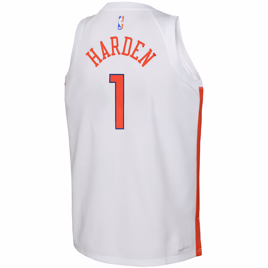 James Harden Philadelphia 76ers Youth 2022/23 Season Swingman Jersey - City Edition - White