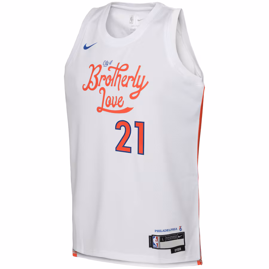 Joel Embiid Philadelphia 76ers Youth 2022/23 Swingman Jersey - City Edition - White
