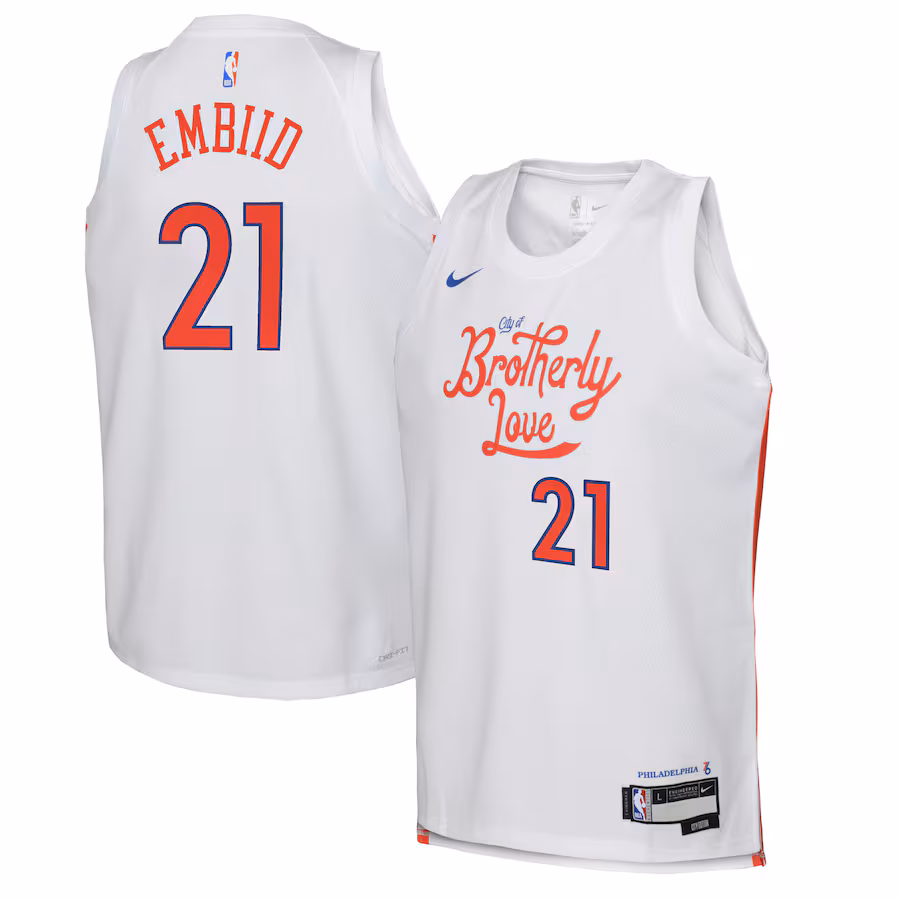 Joel Embiid Philadelphia 76ers Jugend 2022/23 Swingman Jersey - City Edition - Weiß