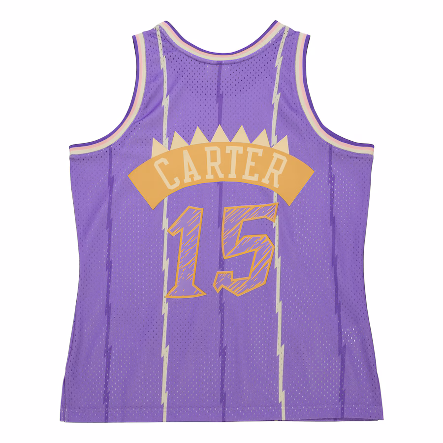 Vince Carter Toronto Raptors Camiseta Swingman Sidewalk Sketch 1998/99 Mitchell & Ness - Morado