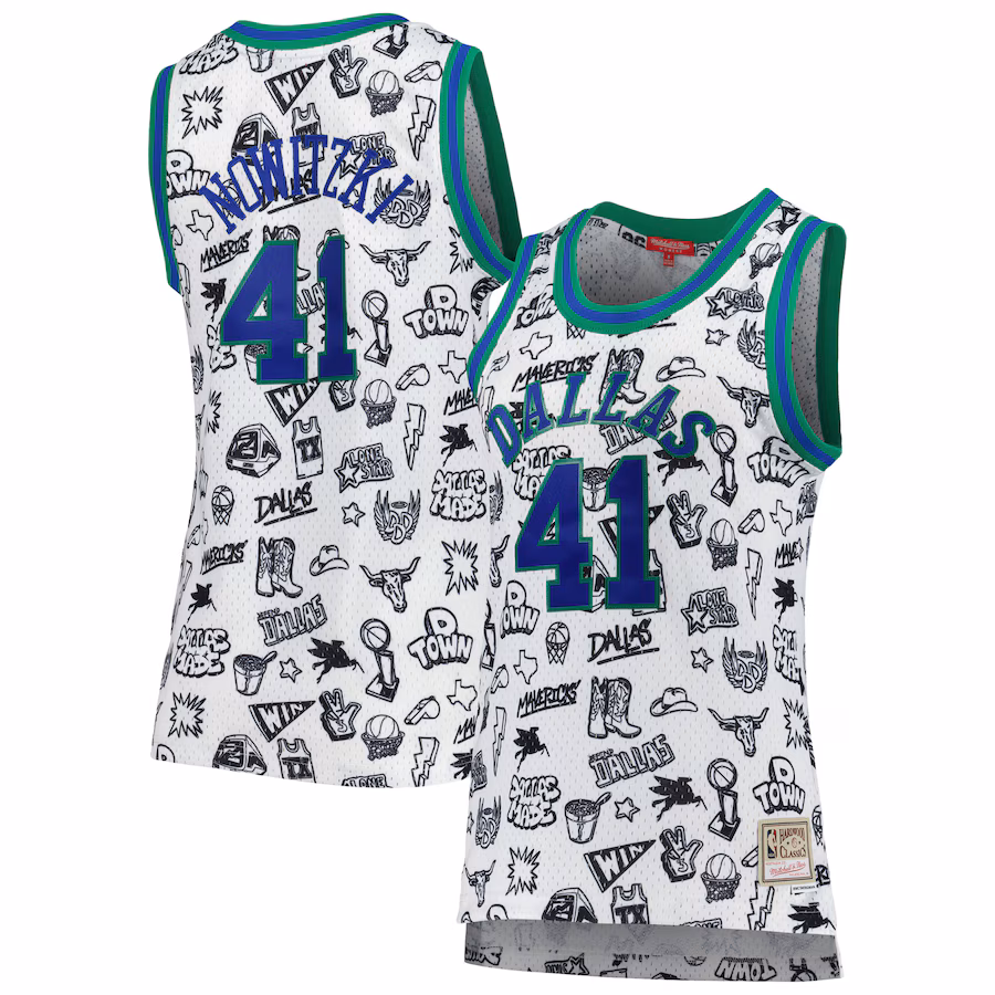 Dirk Nowitzki, Dallas Mavericks, 1998, Women's Style, White
