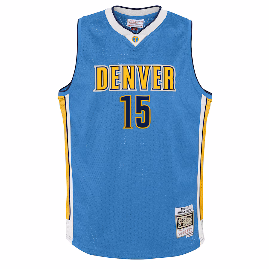 Nikola Jokic, Denver Nuggets, Hardwood Classics Swingman 2016/17, Blu Chiaro