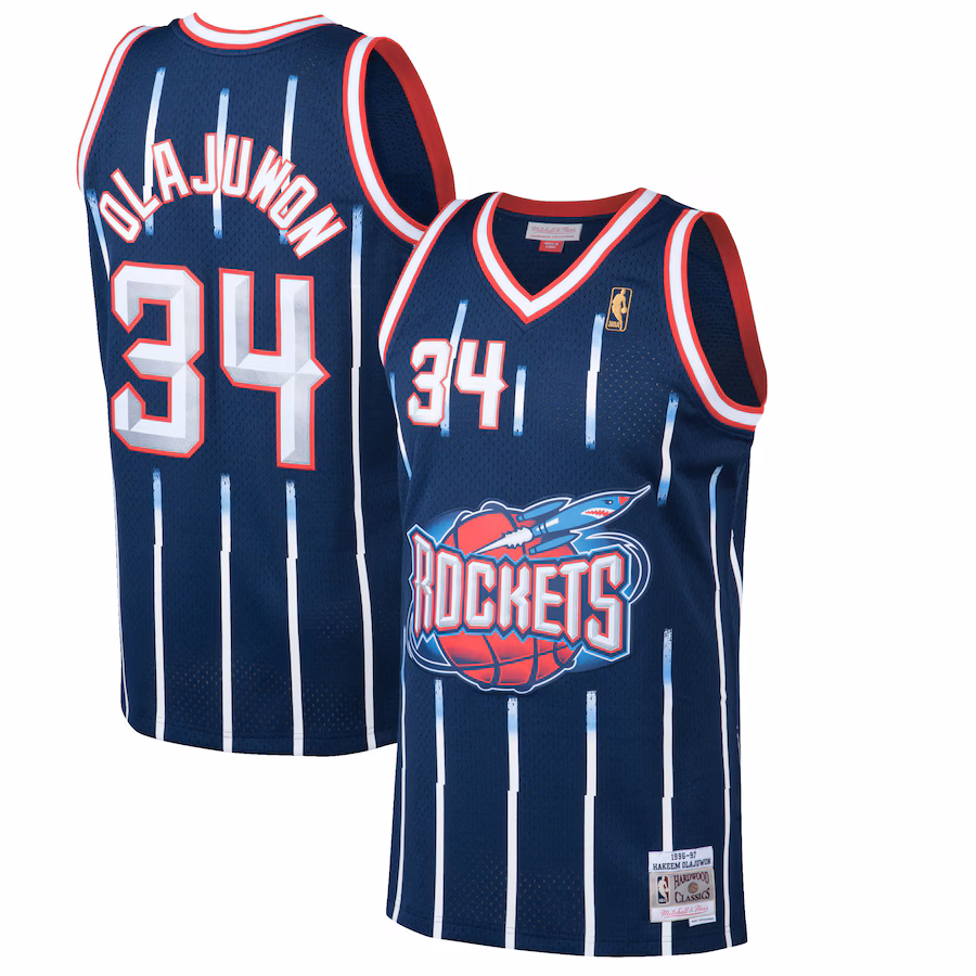 Hakeem Olajuwon, Houston Rockets, 1996/97, Navy Blue