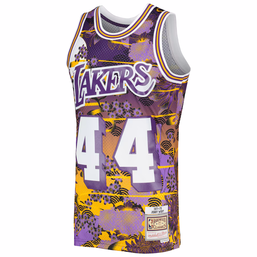 Jerry West, Los Angeles Lakers, Maglia Edizione Fan della Festa del Nuovo Anno Lunare Classica 1971/72, Viola