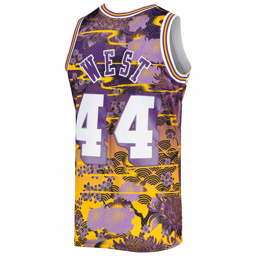 Jerry West, Los Angeles Lakers, Maglia Edizione Fan della Festa del Nuovo Anno Lunare Classica 1971/72, Viola