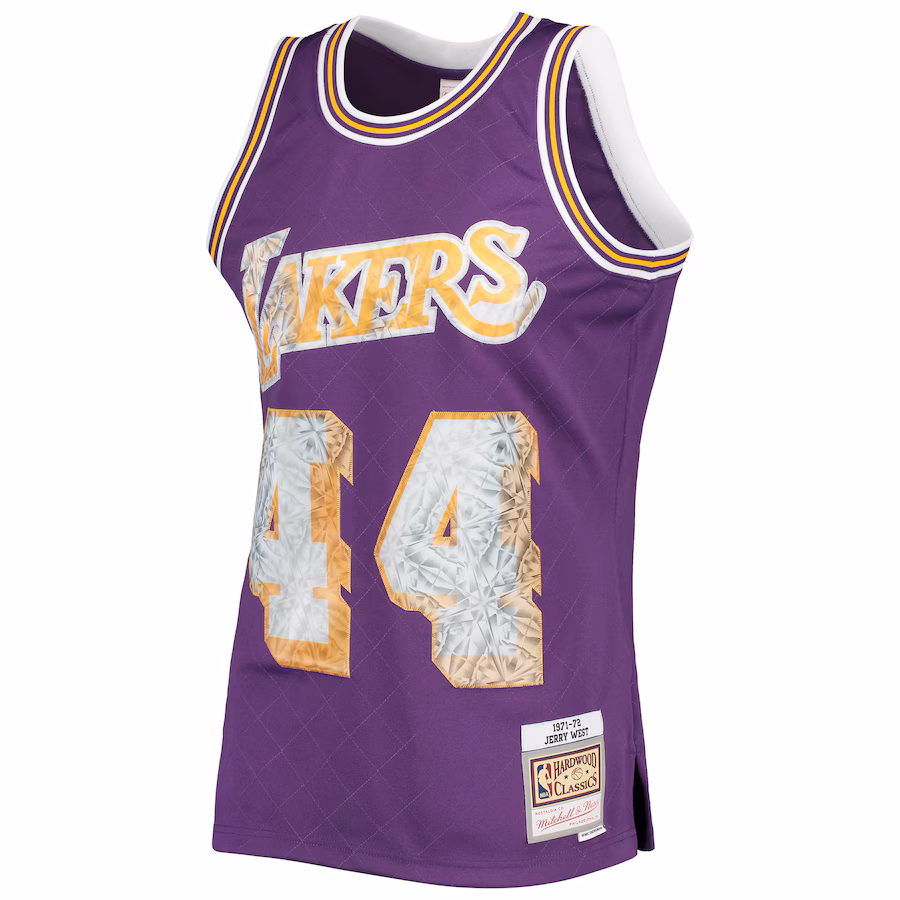 Jerry West, Los Angeles Lakers, Maillot Édition Fan Diamant de la 75e Année du NBA 1971/72 Classique, Violet