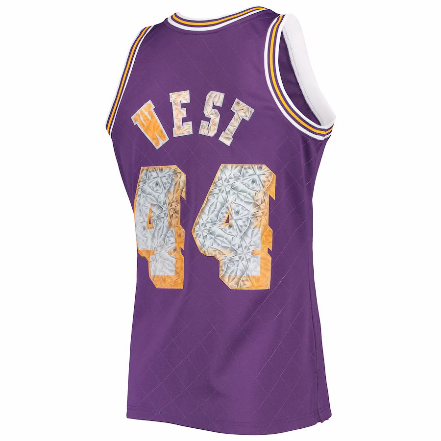 Jerry West, Los Angeles Lakers, Maillot Édition Fan Diamant de la 75e Année du NBA 1971/72 Classique, Violet
