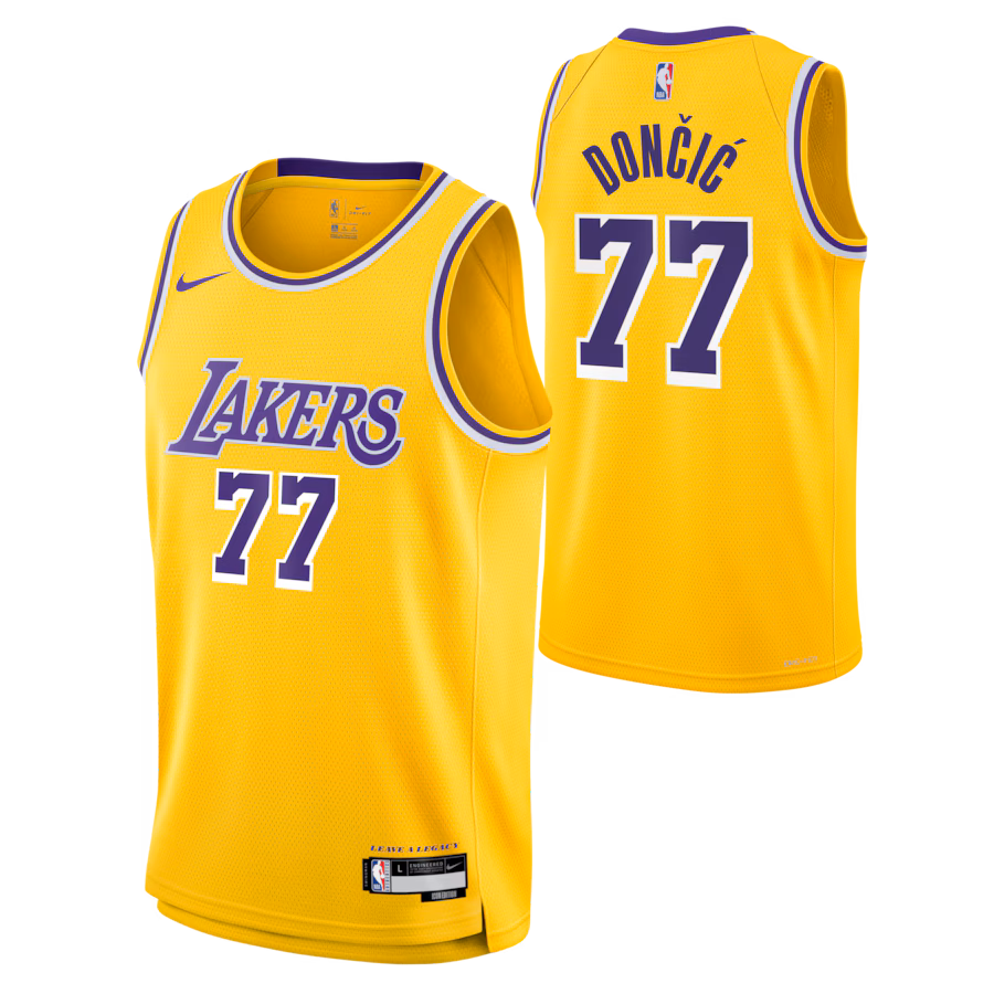 Luka Doncic, Los Angeles Lakers, Maillot Unisexe, Édition Icone, Or