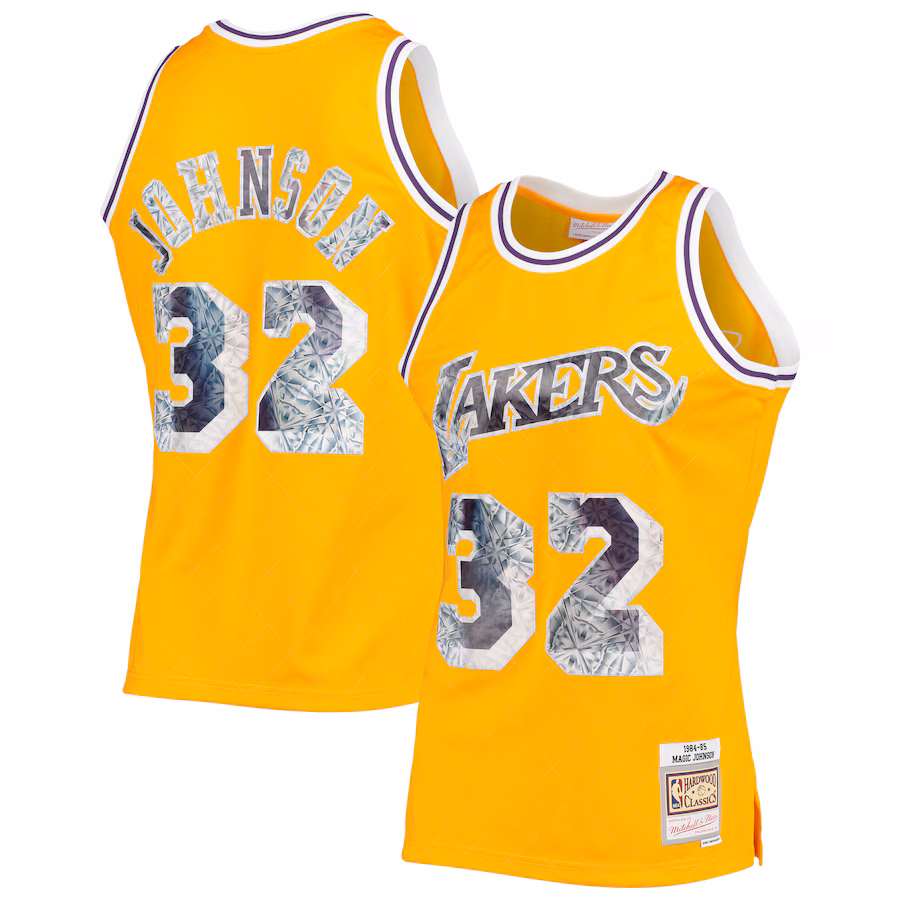 Maillot Magic Johnson Lakers Mitchell & Ness 75e Anniversaire Diamond Edition 1984/85