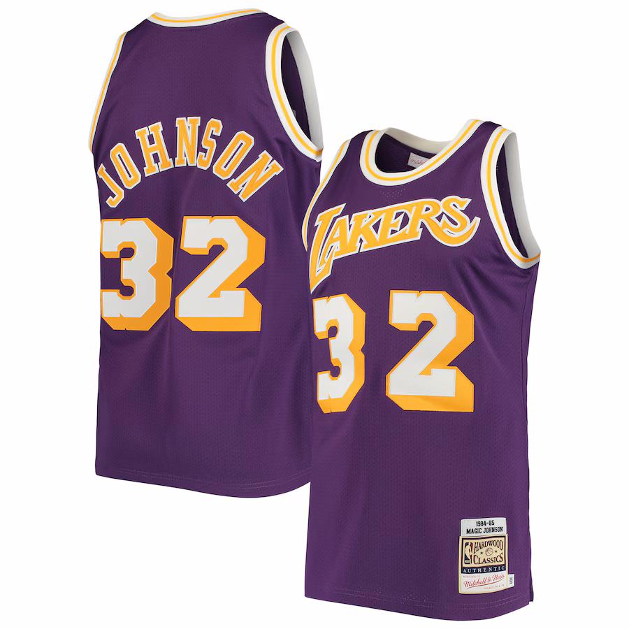 Magic Johnson, Los Angeles Lakers, Maillot Hardwood Classics 1984/85, Violet