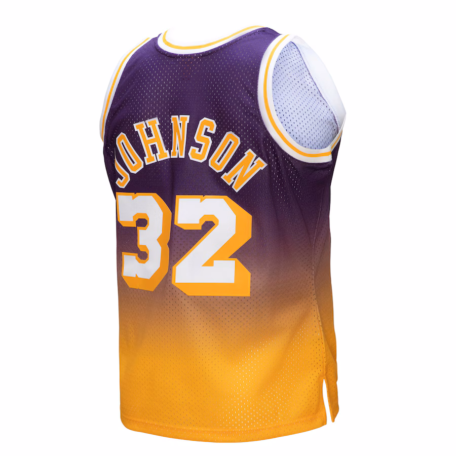 Magic Johnson, Los Angeles Lakers, Camiseta Fadeaway Clásica 1984/85, Oro/Púrpura