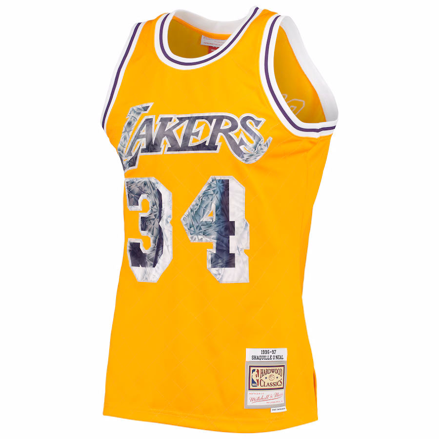 Shaquille O'Neal, Los Angeles Lakers, 1996-97 Classique du 75e anniversaire de la NBA Jersey Édition Diamond Fan, Or
