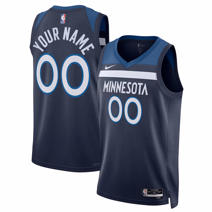 Maglia personalizzata dei Minnesota Timberwolves, Edizione Icona, Blu Marina