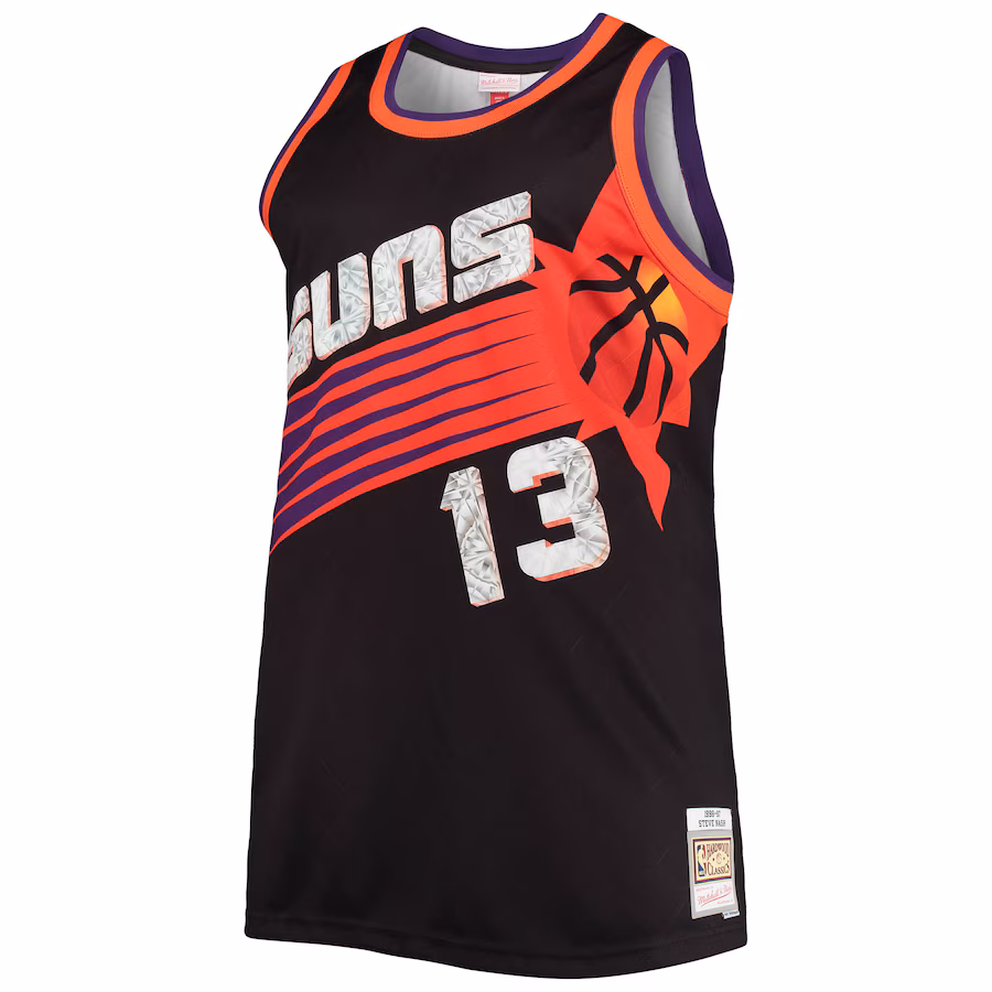 Maillot Swingman Diamond du 75e anniversaire de la NBA 1996/97 Big & Tall de Mitchell & Ness de Steve Nash pour les Phoenix Suns - Noir