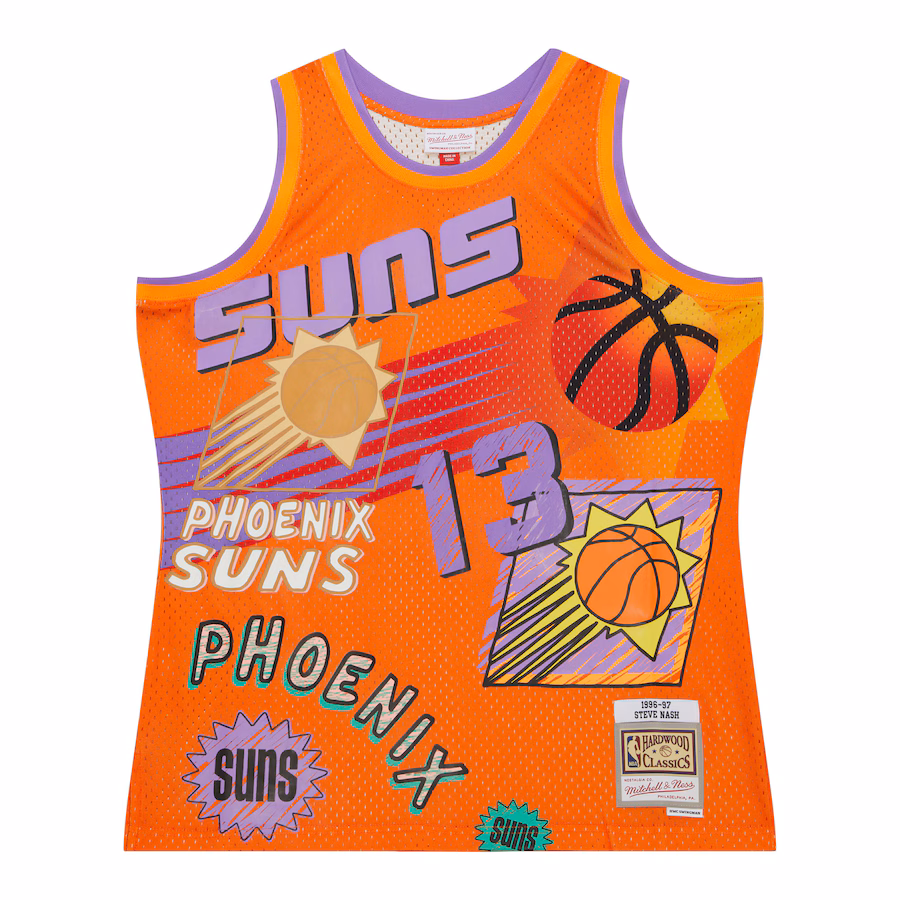 Steve Nash Phoenix Suns Mitchell & Ness 1996/97 Swingman Sidewalk Sketch Jersey - Orange
