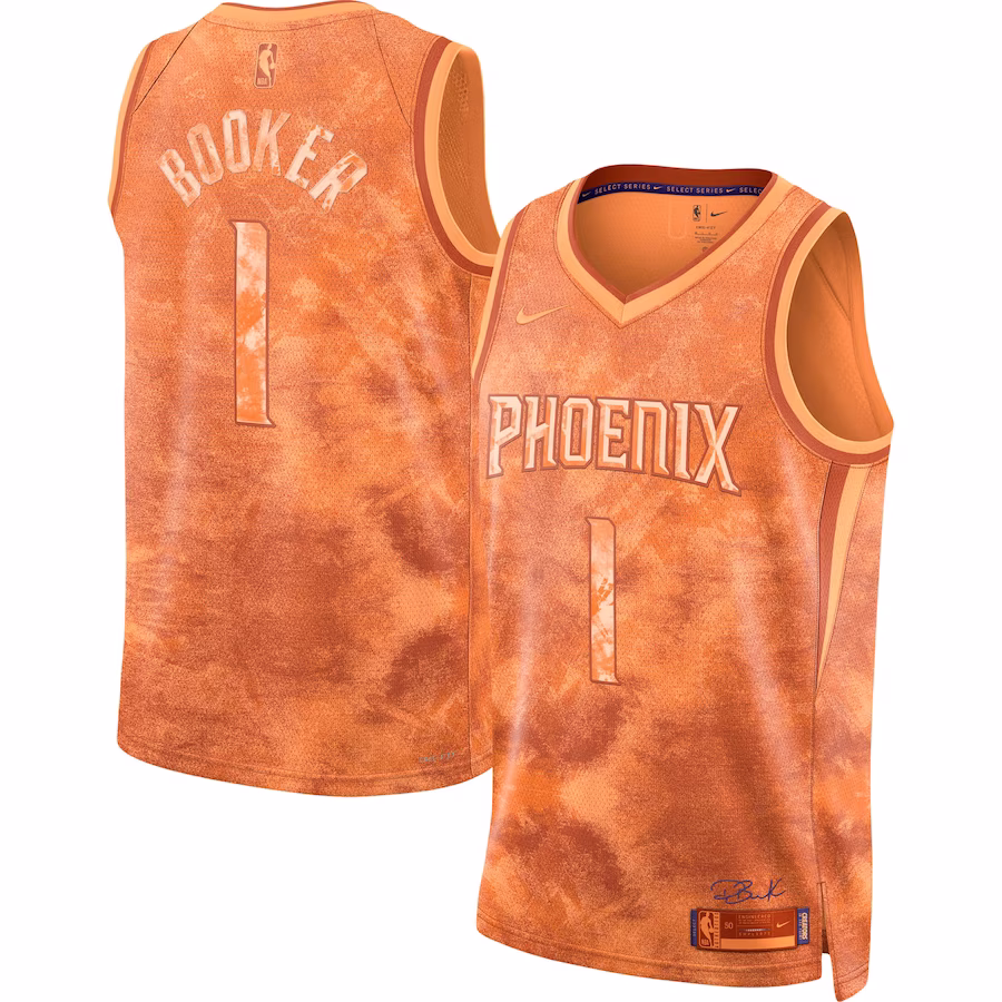 Maglia Swingman Unisex della Select Series di Devin Booker per i Phoenix Suns - Arancione