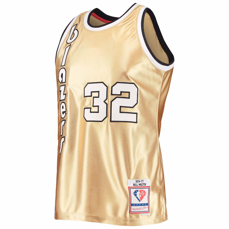 Bill Walton, Portland Trail Blazers, Maglia classica throwback 1976/77 per il 75° anniversario, Oro