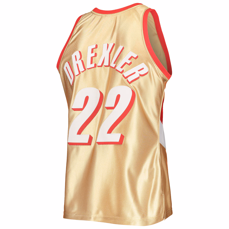 Clyde Drexler, Portland Trail Blazers, Jersey Hardwood Classics del 75° anniversario 1991/92, Oro