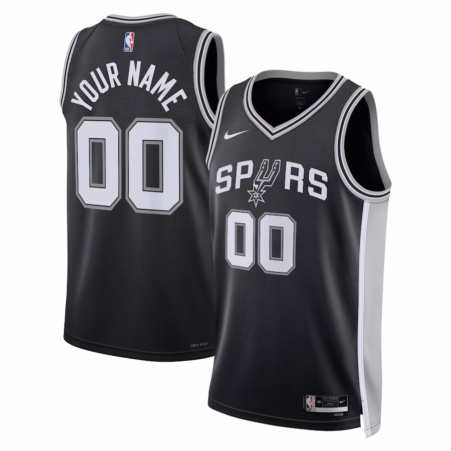 San Antonio Spurs Unisex Custom Jersey, Icon Edition, Black
