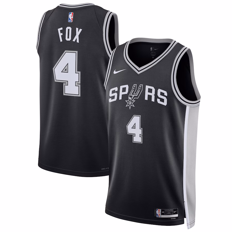 De'Aaron Fox, San Antonio Spurs, Homme et Femme, Édition Icon, Noir
