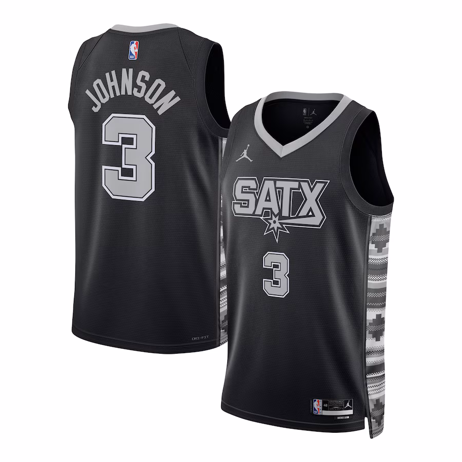 Keldon Johnson, San Antonio Spurs, Édition Statement pour hommes et femmes, Noir