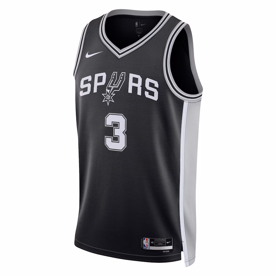 Keldon Johnson, San Antonio Spurs, Maillot unisexe, Édition Icon, Noir