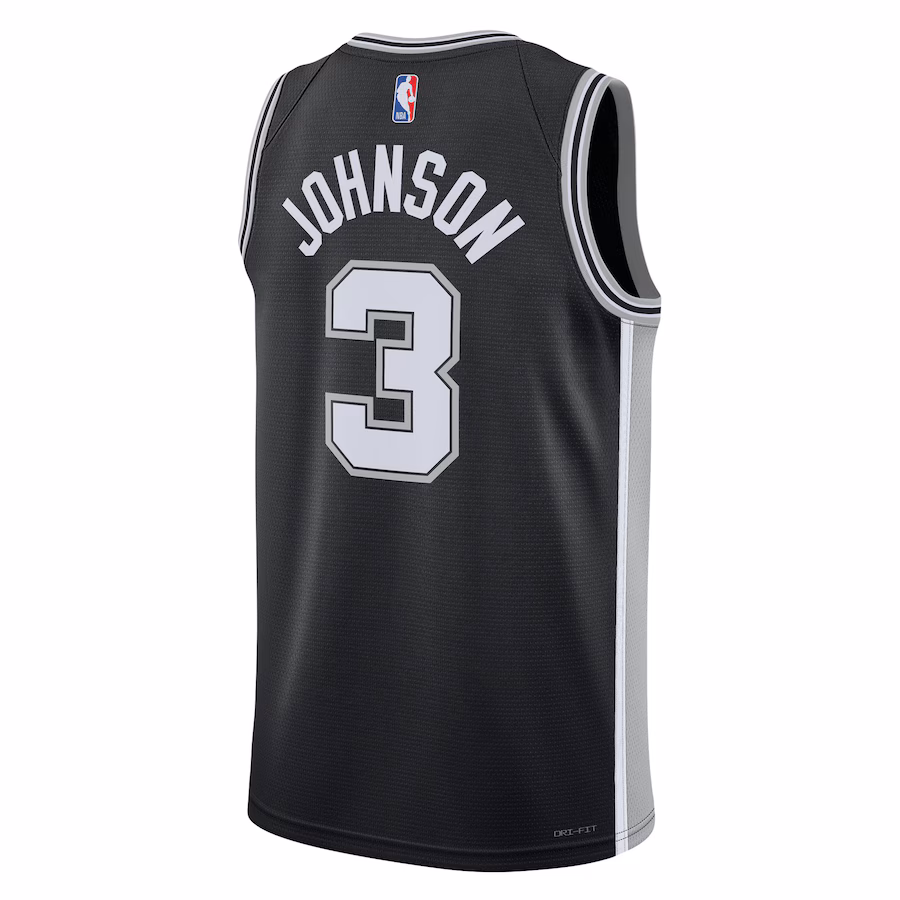 Keldon Johnson, San Antonio Spurs, Maillot unisexe, Édition Icon, Noir
