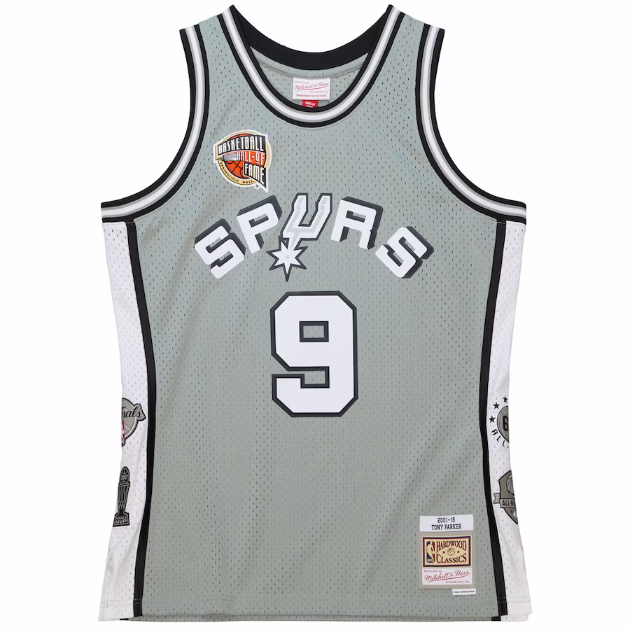 Tony Parker, San Antonio Spurs, Unisex Hall of Fame 2023 Class Retro, Gray