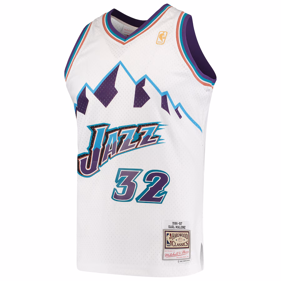 Karl Malone Utah Jazz 1996/97 Blanc