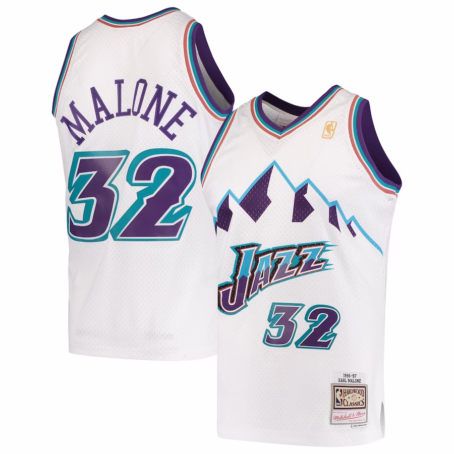 Karl Malone Utah Jazz 1996/97 Bianco