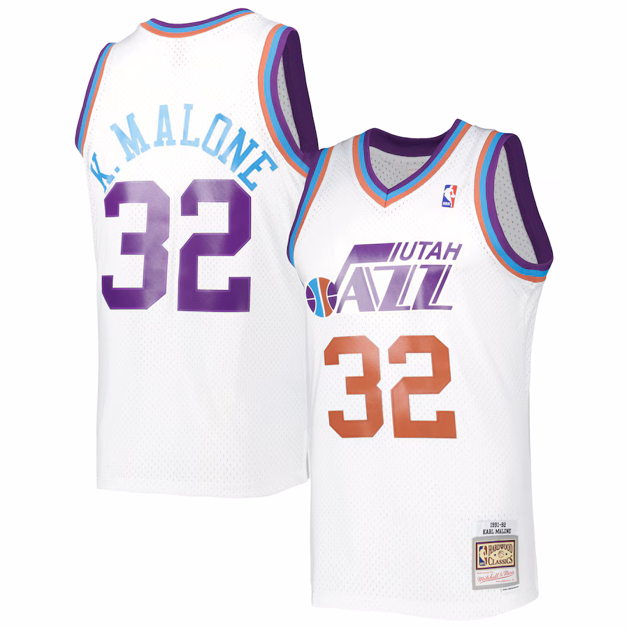 Karl Malone Utah Jazz 1991/92 Blanc